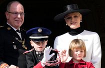 شاهزاده آلبرت دوم به همراه پرنسس شارلین و فرزندانشان در روز ملی موناکو به تاریخ ۱۹ نوامبر ۲۰۲۲.