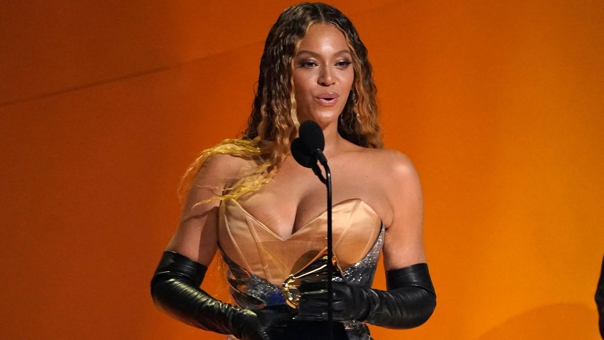 Beyonce accepts the award for best dance/electronic music album for "Renaissance" at the 65th annual Grammy Awards on Sunday, Feb. 5, 2023, in Los Angeles.