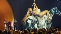 Beyonce accepts the award for best dance/electronic music album for "Renaissance" at the 65th annual Grammy Awards on Sunday in Los Angeles.