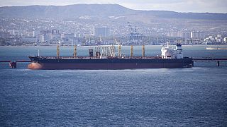 An oil tanker is moored at the Sheskharis complex, part of Chernomortransneft JSC, a subsidiary of Transneft PJSC, in Novorossiysk, Russia, on Oct. 11, 2022. 