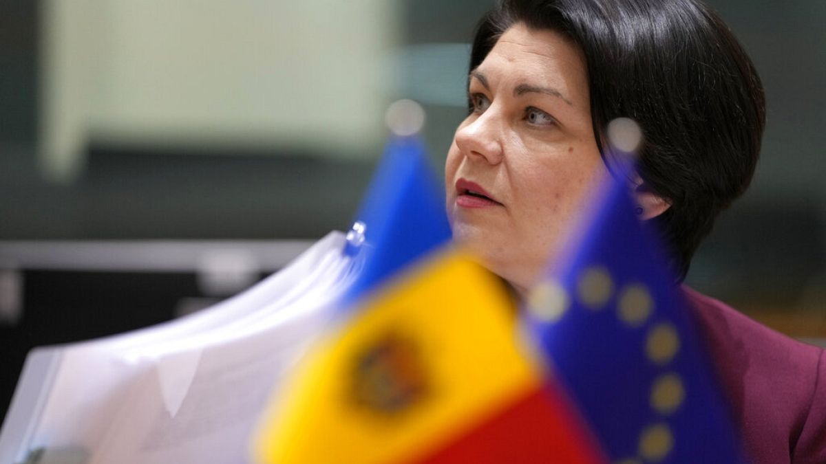 Moldova's Prime Minister Natalia Gavrilita waits for the start of the EU-Moldova Association Council at the European Council building in Brussels on Feb. 7, 2023. 