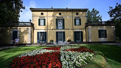 A picture taken on June 4, 2022 shows the Villa Verdi in Sant'Agata, near Piacenza, northern Italy, the residence where Italian composer Giuseppe Verdi lived for 50 years.