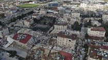 Foto aérea de la destrucción en la ciudad de Hatay, Turquía