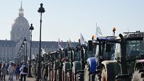 مزارعون فرنسيون يجوبون شوراع العاصمة باريس بالجرارات احتجاجا على منع الحكومة استخدامهم لمبيد زراعي