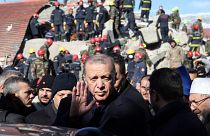 Le président turc Recept Tayyip Erdogan dans la ville de Kahramanmaras, dans le sud-est de la Turquie le 8 février 2023.