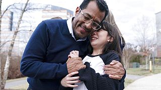 El excandidato presidencial, Félix Maradiaga y su hija Alejanda enWahington, 9/2/2023