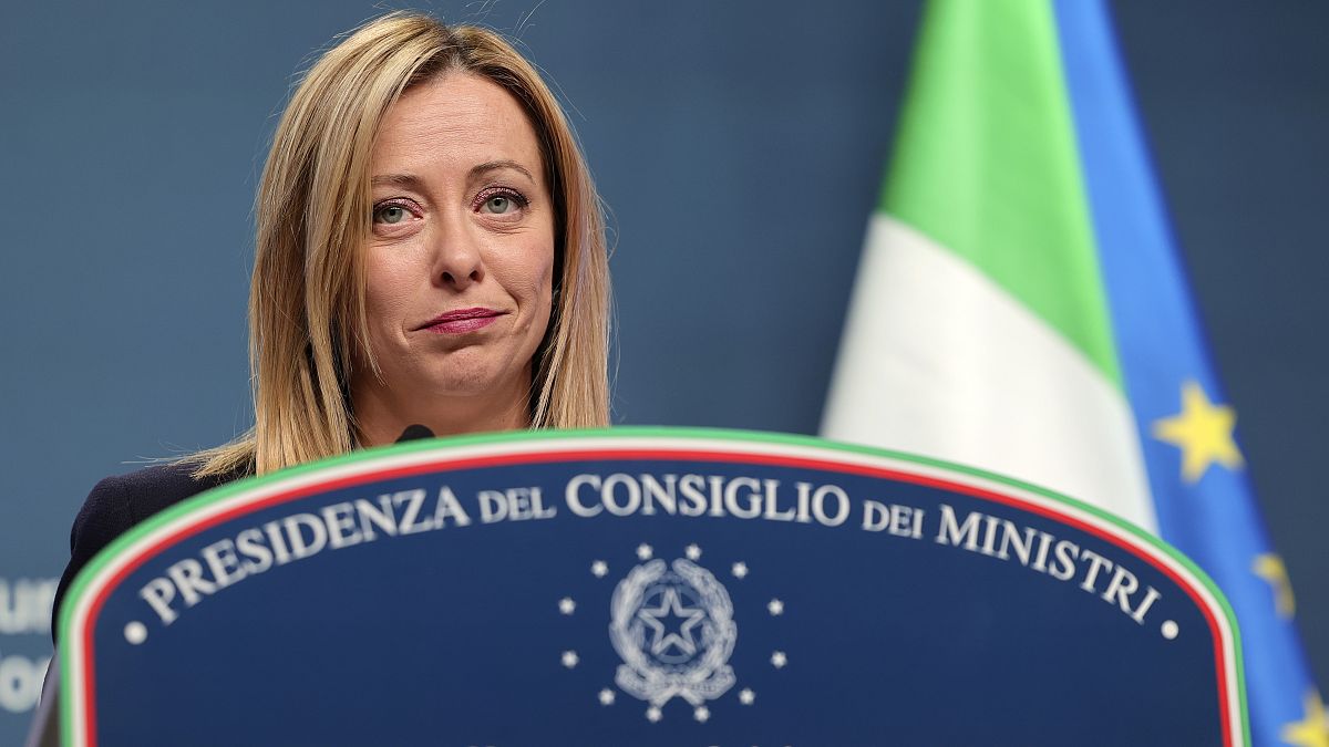 Giorgia Meloni, primera ministra de Italia, en la cumbre de Bruselas (Bélgica). 