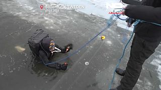In Sollentuna, Sweden, children took survival classes to learn how to act if they fall through ice.