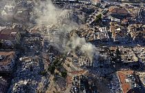 Des bâtiments détruits vus d'en haut à Antakya, dans le sud-est de la Turquie, jeudi 9 février 2023. 