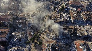 Des bâtiments détruits vus d'en haut à Antakya, dans le sud-est de la Turquie, jeudi 9 février 2023. 