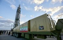 عرضت في آزادي نماذج لانتاجات عسكرية إيرانية منها صاروخ "سجّيل" البالستي، وطائرة مسيّرة من طراز "شاهد 136".