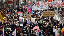 تظاهرات یازدهم فوریه در شهر پاریس علیه طرح دولت برای افزایش سن بازنشستگی