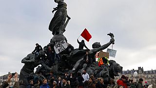 Proteste gegen die Rentenreform in Paris in Frankreich