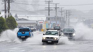 Überschwemmte Straßen in Whangarei, Neuseeland