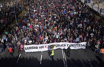 Manifestation à Madrid, en Espagne, pour la défense du système public de santé, le 12.02.2023.