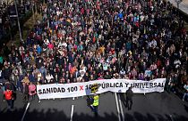 تجمع معترضان حوزه درمان در شهر مادرید اسپانیا