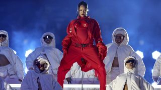 Rihanna performs during the halftime show at the NFL Super Bowl 57 football game, Sunday, February 12. 