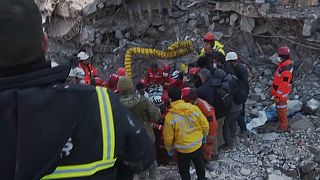 Turkish Search and Rescue extract survivor trapped under a building in Antakya