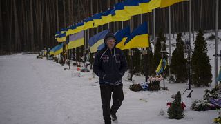 Krasnopilske military cemetery in the Ukrainian city of Dnipro. 