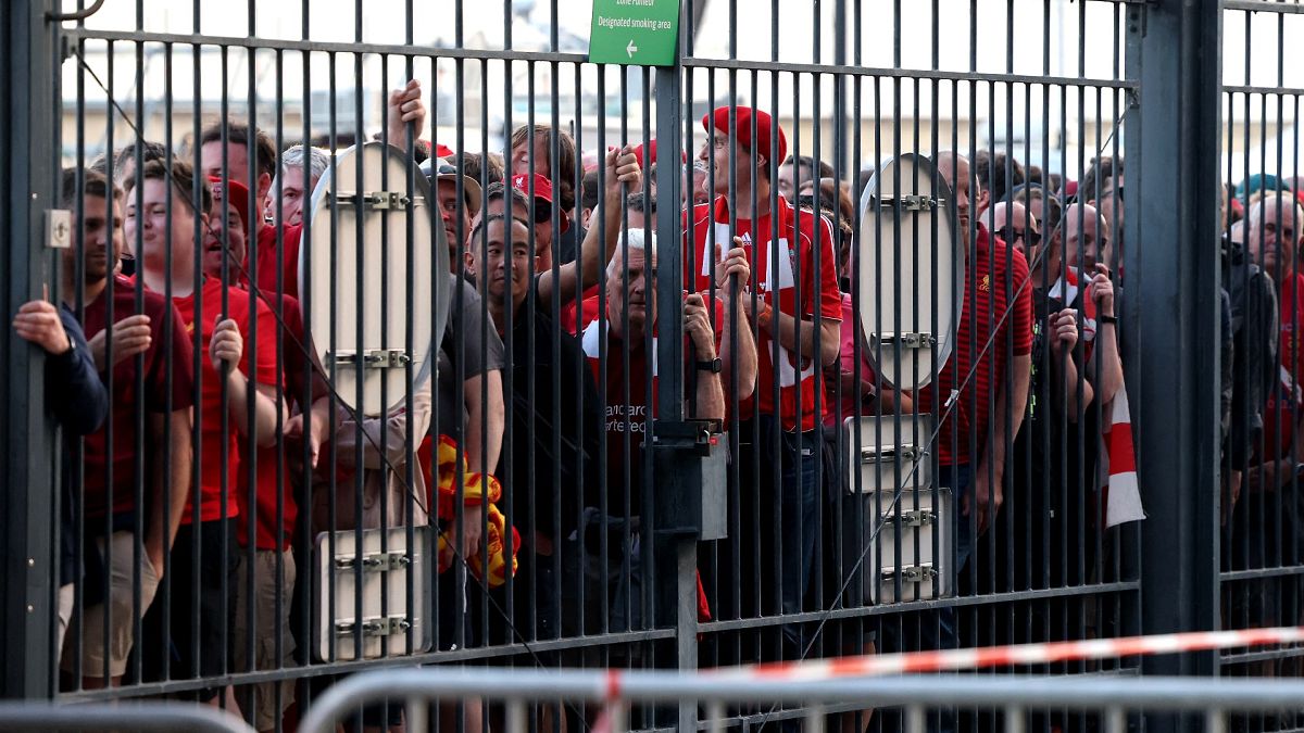 Liverpool supporters outside the Stade de France ahead of the 2022 Champions League final in Paris
