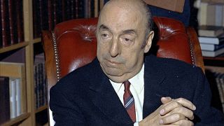 Nobel Prize winning poet Pablo Neruda sits in Paris France. Neruda was awarded his Nobel in 1971.