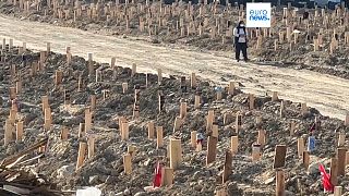 Un cimetière créé dans l'urgence après le tremblement de terre à Antakya, Turquie, 14.02.2023