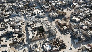 Разрушенная деревня Атариб в провинции Алеппо расположена в районе, контролируемом вооруженными повстанцами