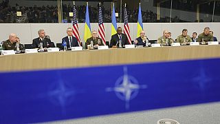 La mesa redonda del Consejo del Atlántico Norte de ministros de Defensa de la OTAN en la sede de la OTAN en Bruselas, el martes 14 de febrero de 2023.