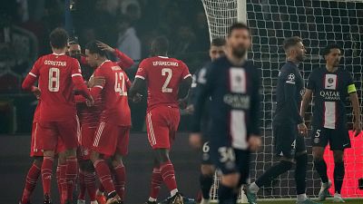 FC Bayern München bejubelt das Tor des Abends von Kingsley Coman