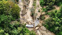 Des destructions près de Wairoa, sur le côté ouest de l'île du Nord de la Nouvelle-Zélande, le 14 février 2023.