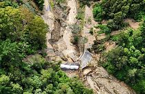 Des destructions près de Wairoa, sur le côté ouest de l'île du Nord de la Nouvelle-Zélande, le 14 février 2023.