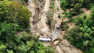 Des destructions près de Wairoa, sur le côté ouest de l'île du Nord de la Nouvelle-Zélande, le 14 février 2023.