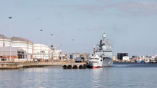 Russian navy frigate docks in South Africa for drills 