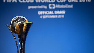 The FIFA Club World Cup trophy displayed at the FIFA headquarters in Zurich, Switzerland
