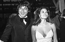 FILE - New York Jets football player Joe Namath arrives with actress Raquel Welch to the 44th annual Academy Awards ceremony in Los Angeles on April 10, 1972.