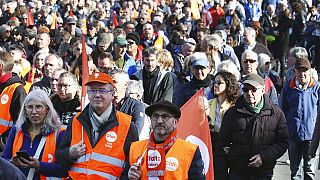  مظاهرة احتجاجاً على تعديل قانون سن التقاعد، بايون، جنوب غرب فرنسا، 16 فبراير، 2023