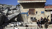  الزلزال المدمر الذي ضرب بلدة جنديريس في حلب ، سوريا، 14 فبراير 2023.