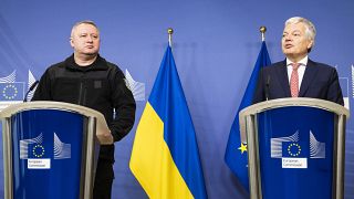 Andriy Kostin, Procuratore generale dell'Ucraina (a sinistra) e Didier Reynders, commissario europeo alla Giustizia (a destra)