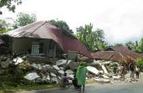منازل دمرها الزلزال في أمبون مقاطعة مالوكو، إندونيسيا الجمعة، 27 سبتمبر، 2019.