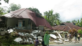 منازل دمرها الزلزال في أمبون مقاطعة مالوكو، إندونيسيا الجمعة، 27 سبتمبر، 2019.