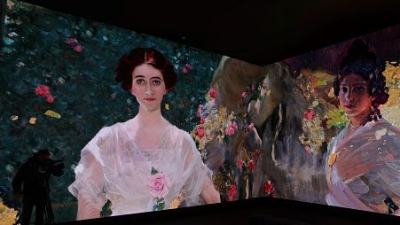 Picture from inside the exhibition of Spanish painter Joaquin Sorolla at the Royal Palace of Madrid 