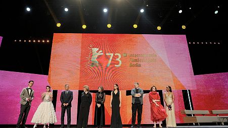Members of the International Jury are introduced at the Berlinale 2023 opening ceremony.