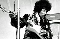 American singer and guitarist Jimi Hendrix performs on stage on May 24, 1967 at Grona Lund in Stockholm, Sweden.