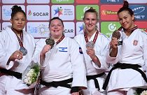 The medallists in the +78 kg category at the Tel Aviv Grand Slam