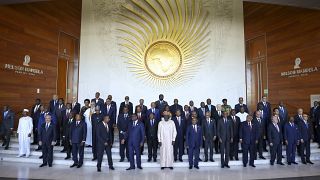صورة جماعية للقادة في قمة الاتحاد الأفريقي في أديس أبابا، إثيوبيا، 18 فبراير 2023.