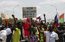 Kundgebung gegen Frankreich und die Wirtschaftsgemeinschaft der westafrikanischen Staaten (CEDEAO) in Ouagadougou Anfang Oktober 22.