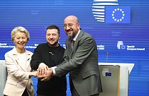 Volodimir Zelenszkij az EU-s vezetőkkel
