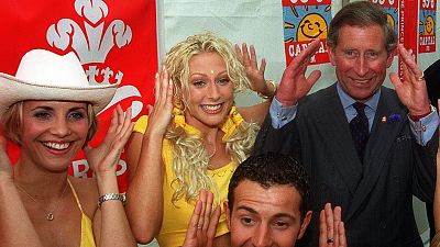 Prince Charles (right) meets members of the pop group Steps in 1999 (from left to right; Claire Richards, Faye Tozer and Lee Latchford Evans) after they performed on stage.