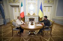 Премьер-министр Италии Джорджа Мелони и президент Украины Владимир Зеленский на встрече в Киеве