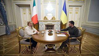Премьер-министр Италии Джорджа Мелони и президент Украины Владимир Зеленский на встрече в Киеве